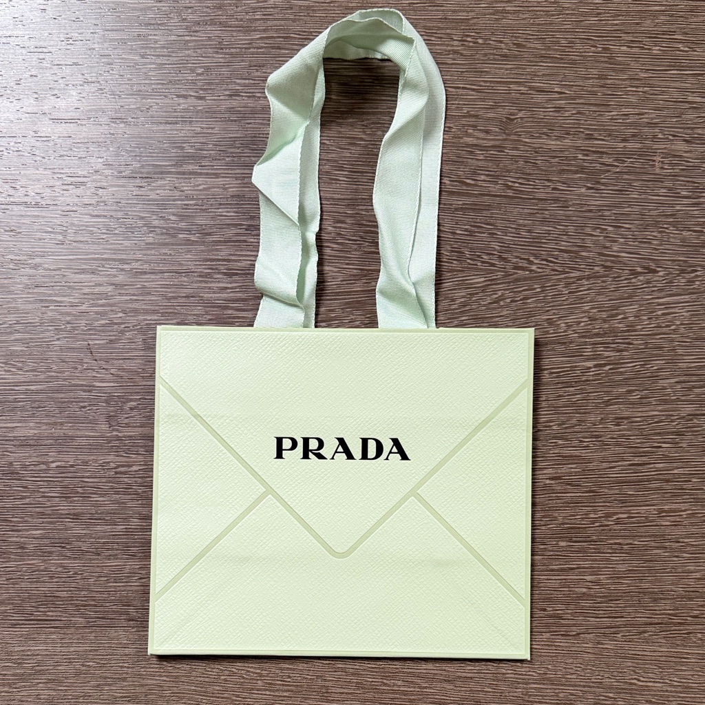 Prada Shopping Bag Mint Green Tote Gift Bag Paper With Ribbon Handles New